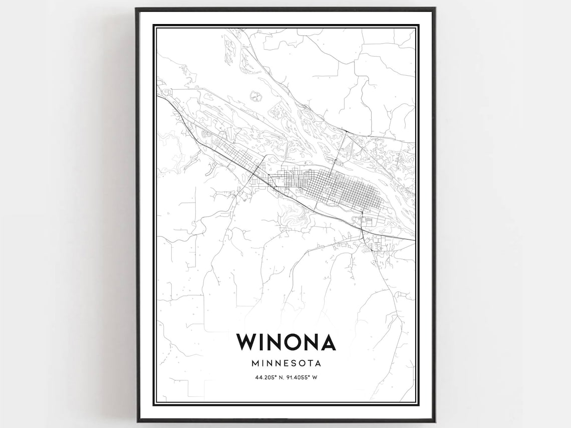 Winona Map Print, Minnesota Street Decor Poster