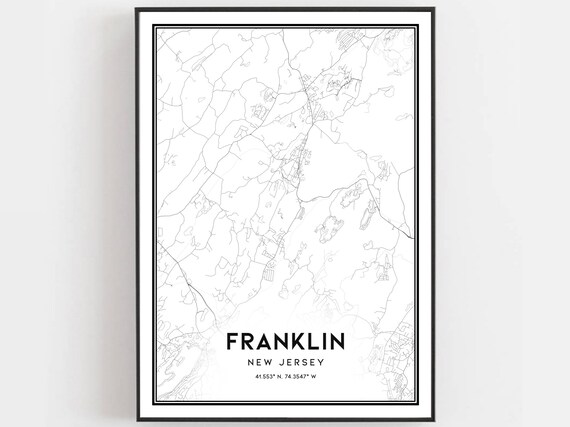 Franklin New Jersey Minimalist Black White Street Map Art Poster