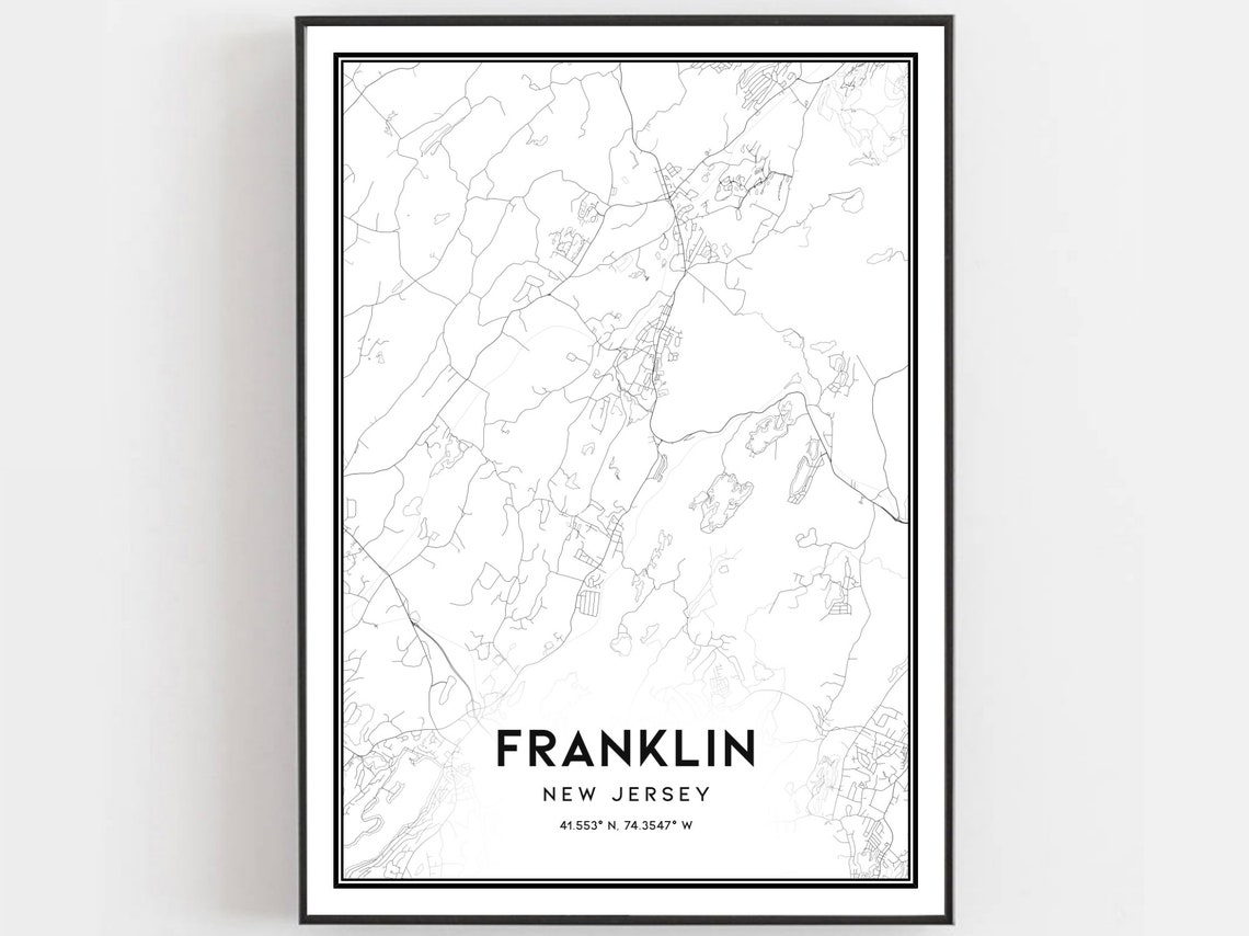 Franklin New Jersey Minimalist Black White Street Map Art Poster