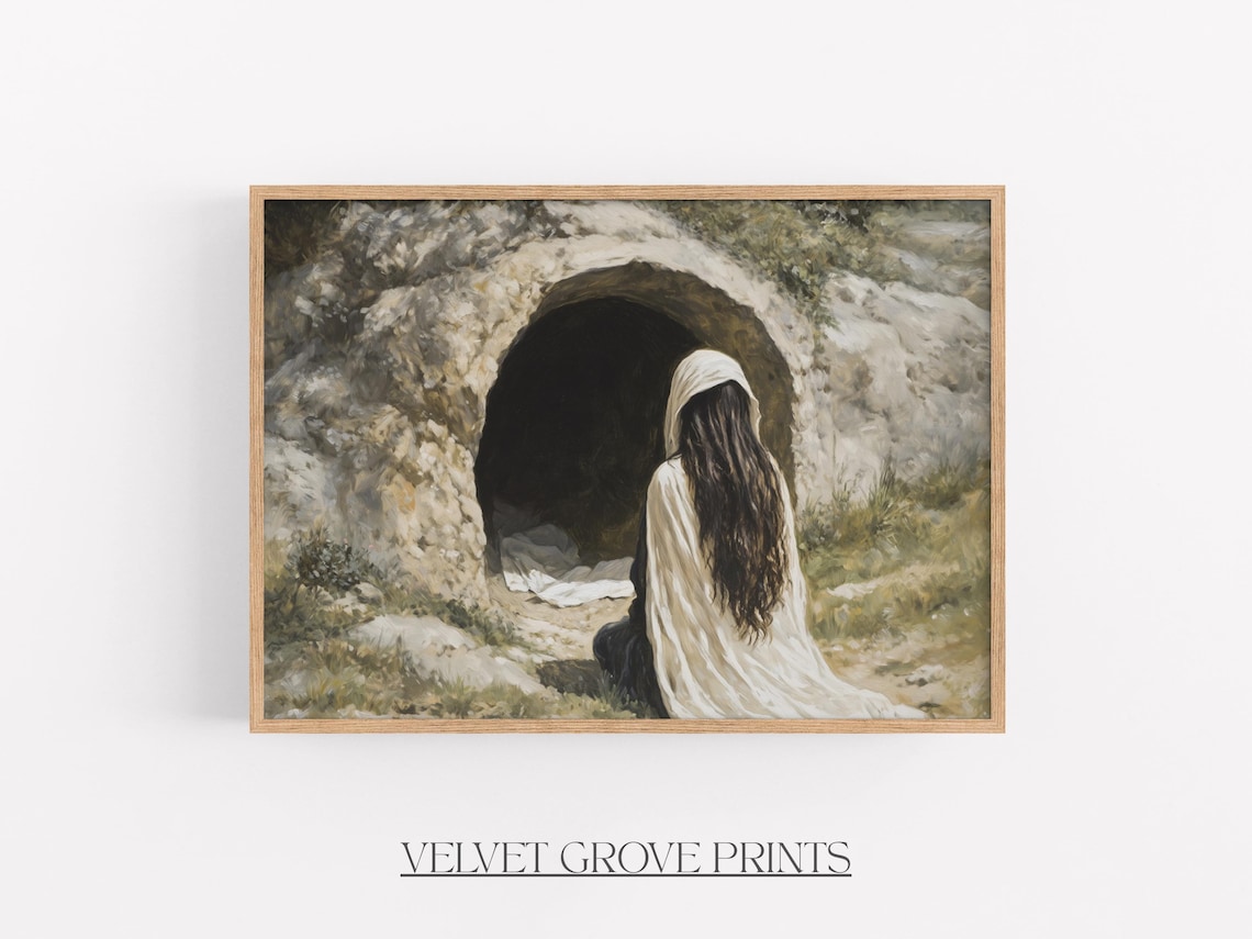 Mary At The Tomb Vintage Oil Painting Art Print
