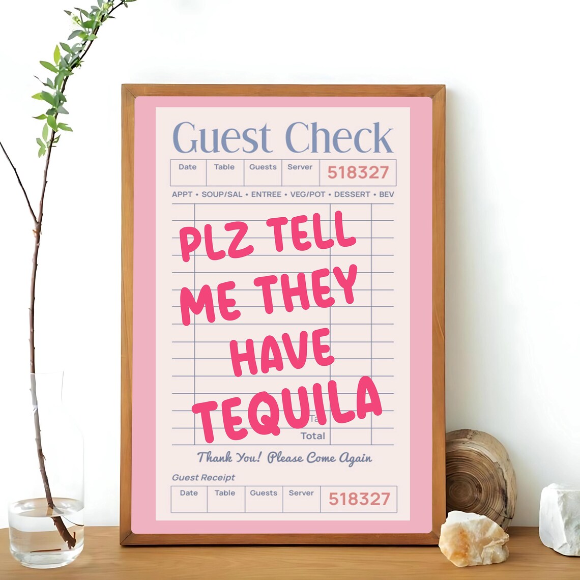 Guest Check Bar Cart Art, Tequila Trendy Retro Print - Image 3