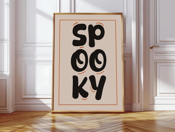 Spooky Black Orange Beige Halloween Chunky Letter Typography Poster