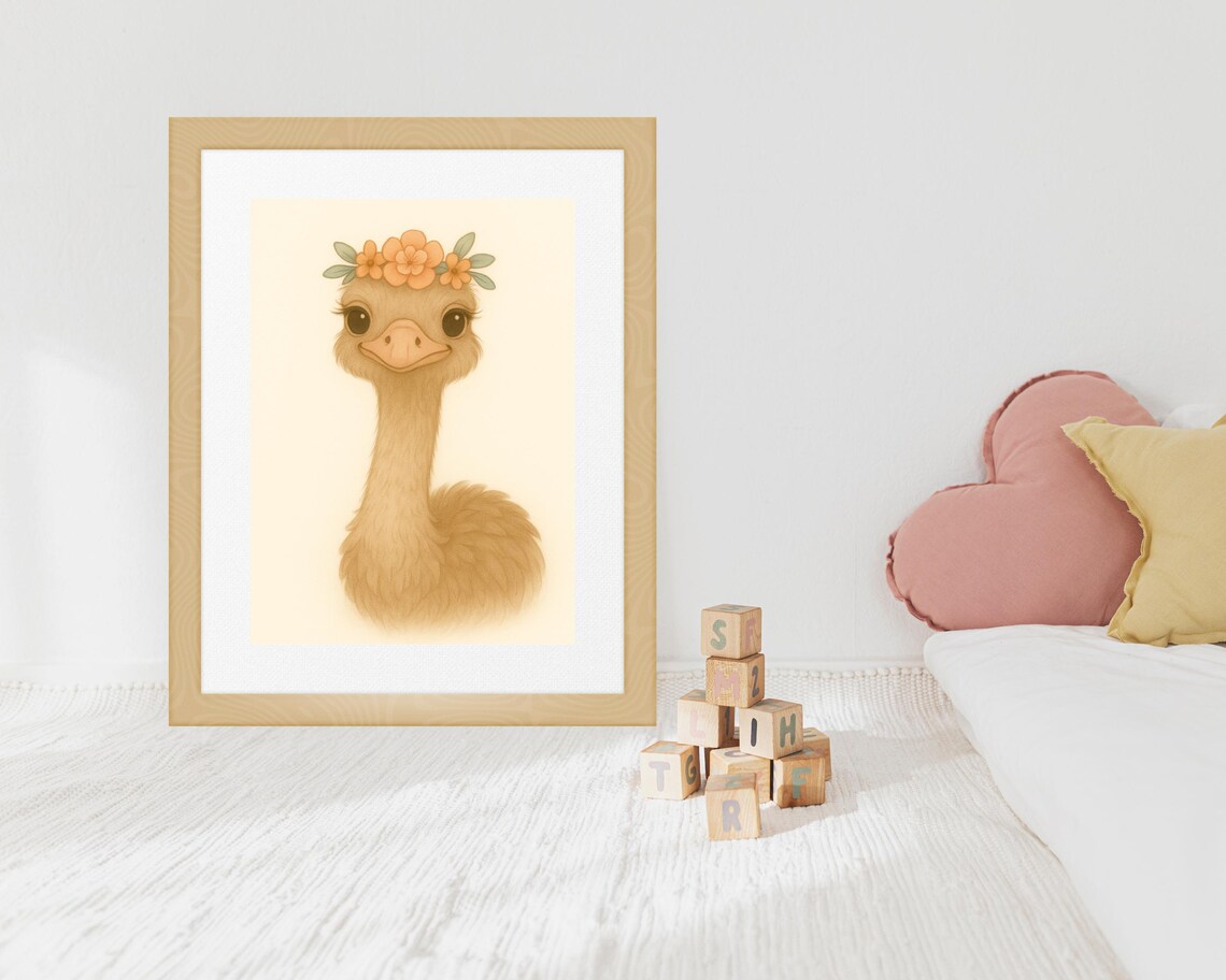 Boho Safari Ostrich Wall Art, Nursery Decor - Image 3