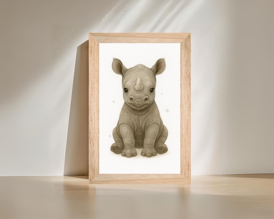 Safari Nursery Baby Rhino, Cute Rhinoceros Decor