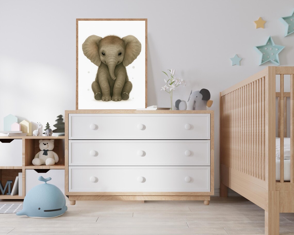 Elephant Nursery Art Print, Safari Animal Decor - Image 2