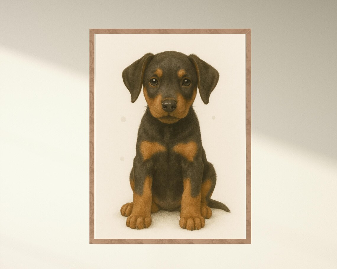Doberman Puppy Nursery Decor, Cute Dog Lover Gift - Image 4