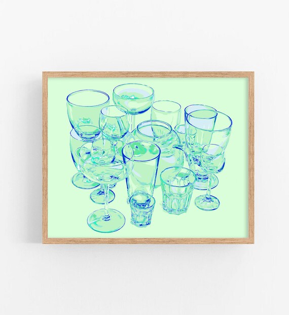 Emerald Green Glassware Collection Pop Art Bar Kitchen Poster