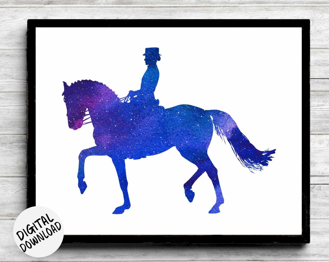 Dressage Horse Rider Silhouette Art Equestrian Sport Decor Gift Horse Riding Print For Girl Nursery Teen Room