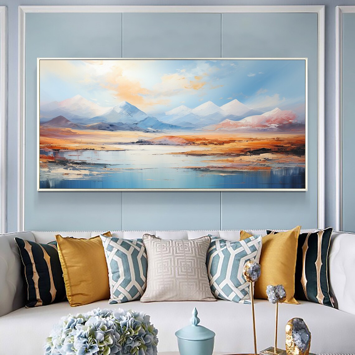 Majestic Snow Capped Peaks Rising Over a Calm Desert Lake Poster - Image 2