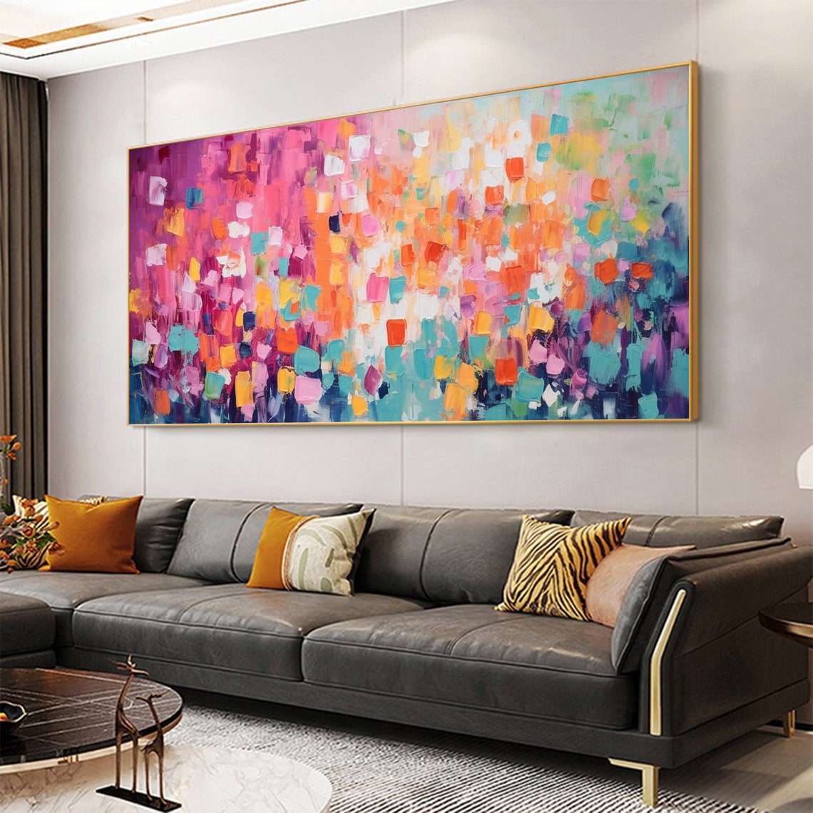 Rainbow Confetti Mosaic Blocks Abstract Colorful Modern Poster - Image 5