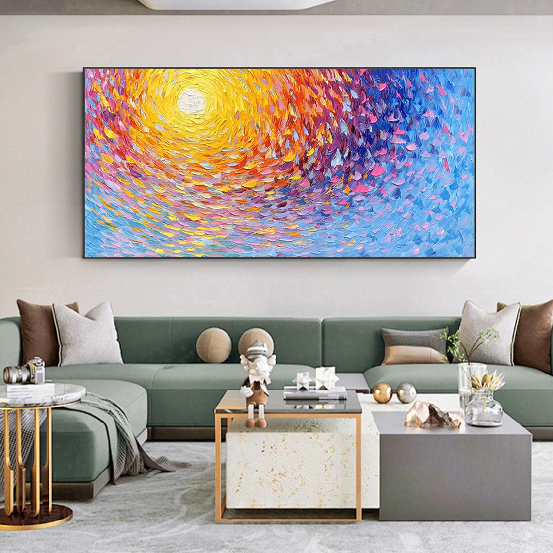 Radiant Sun Swirl Colorful Vortex Abstract Sunrise Modern Poster - Image 2