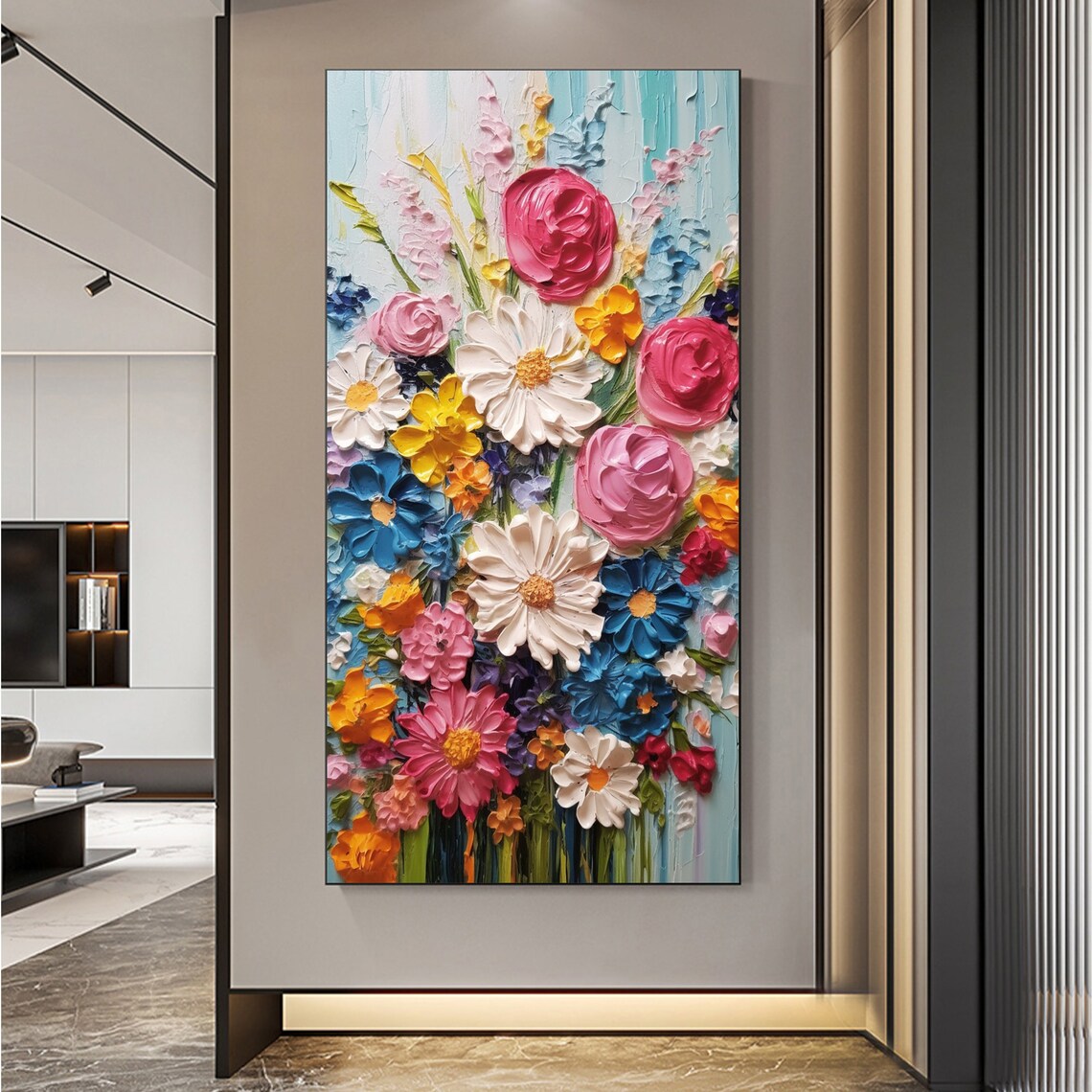 Abstract Flower Oil Painting, Modern Floral Art Print - Image 6
