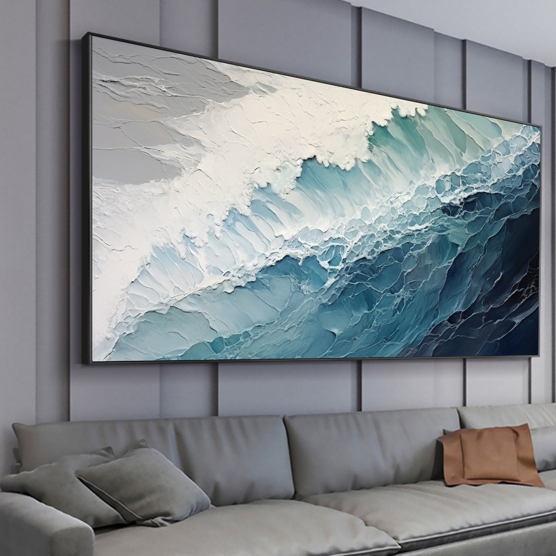 Crashing White Ocean Wave Breaking Across Deep Blue Water Poster - Image 5