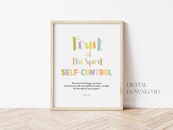 Fruit Of The Spirit Self Control Colorful Kids Nursery Verse Poster