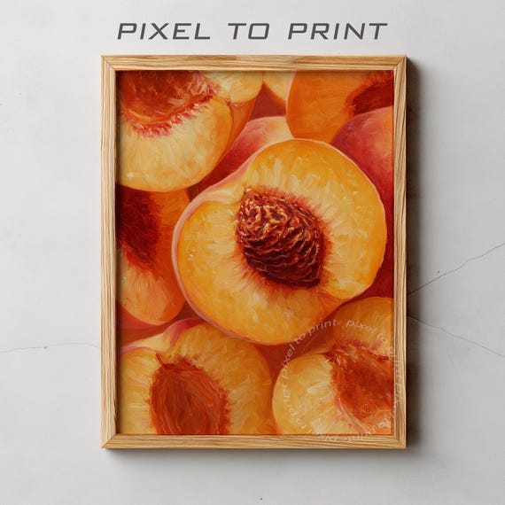 Trendy Kitchen Print Peach Painting Modern Wall Decor