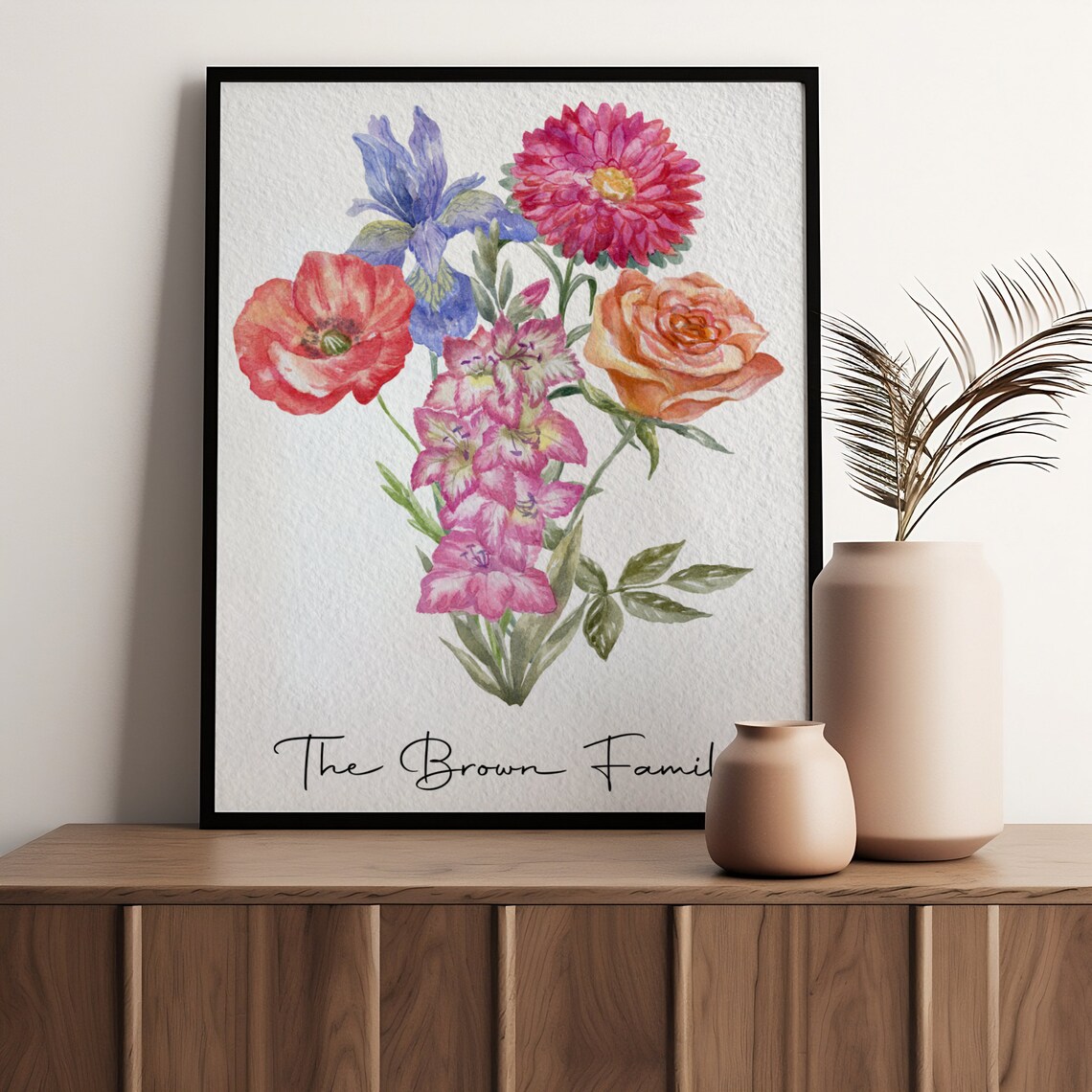 Family Birth Flower Bouquet, Mothers Day Watercolor Art Print - Image 4
