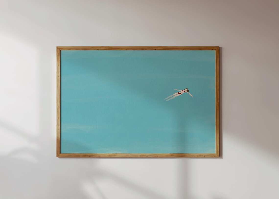 Girl Floating In Pool Horizontal Beach Art Print - Image 2