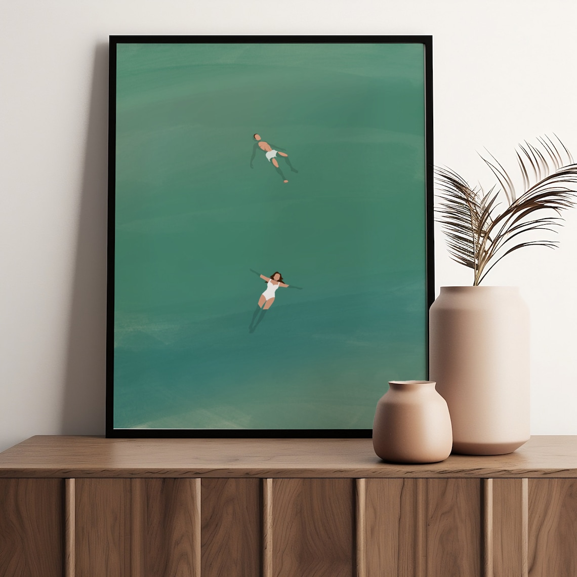 Man and Woman Floating in Pool, Summer Wall Art - Image 4