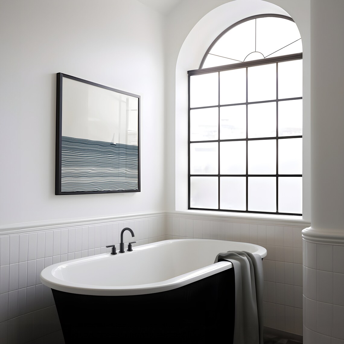 Tiny Sailboat Minimalist Ocean Bathroom Poster - Image 3