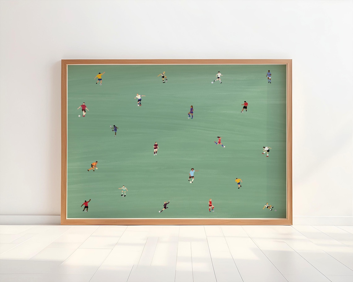Tiny Soccer Players Minimalist People Art Print - Image 4