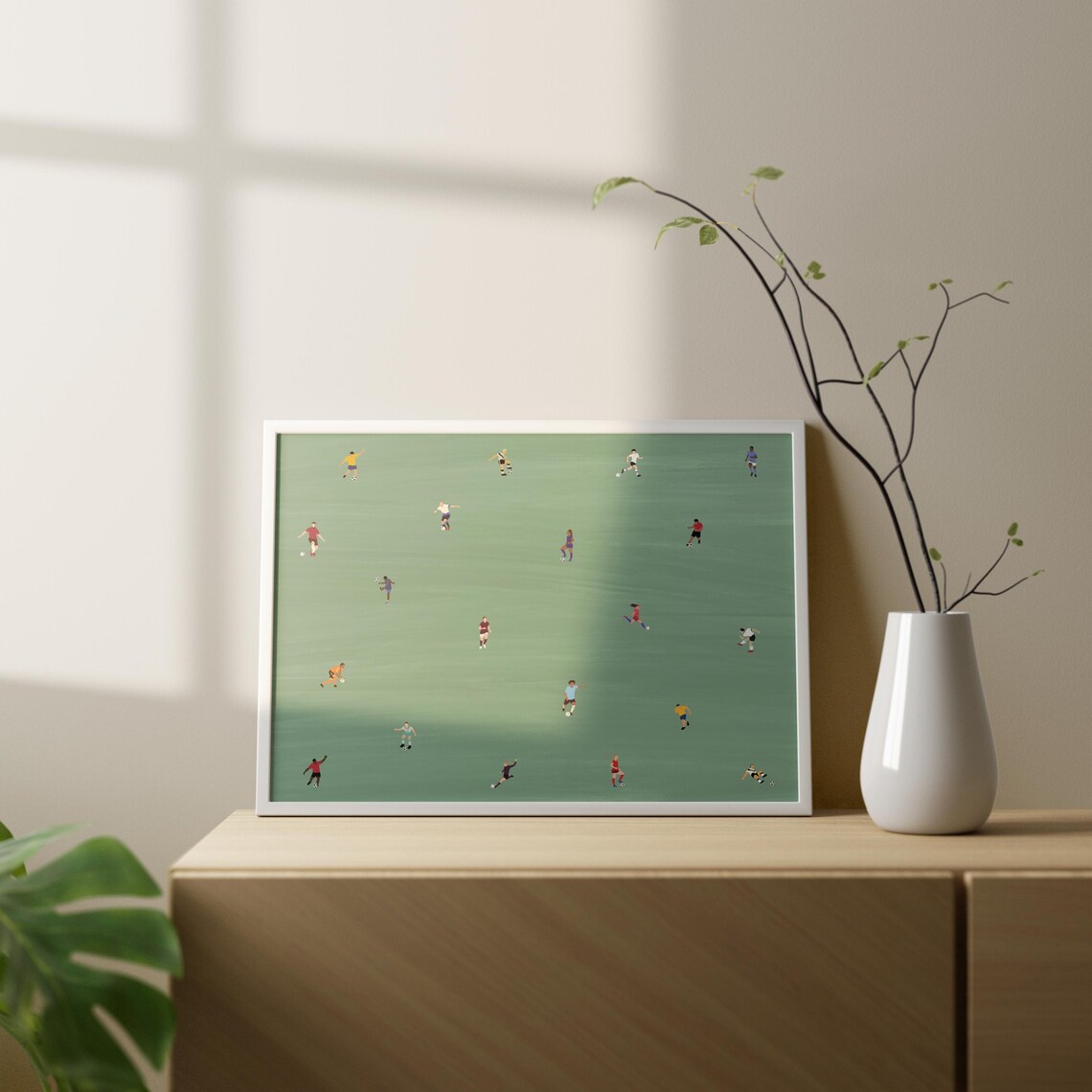 Tiny Soccer Players Minimalist People Art Print - Image 2