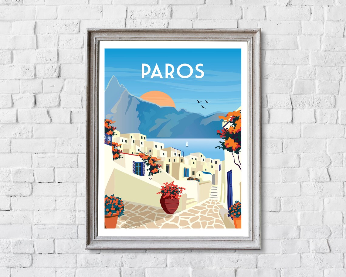 Paros Retro Greece Travel Poster, Wall Art Print - Image 2