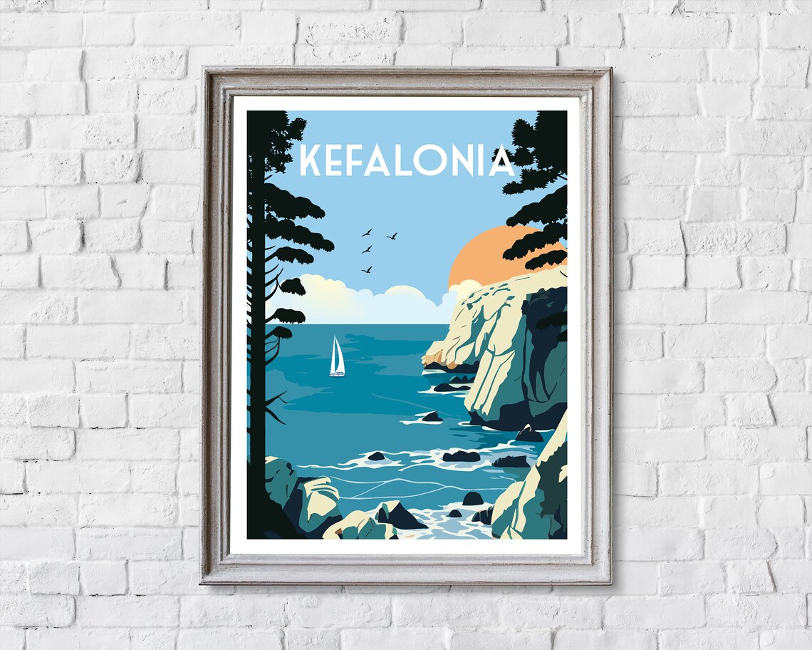 Kefalonia Retro Travel Poster, Greece Art Print - Image 2