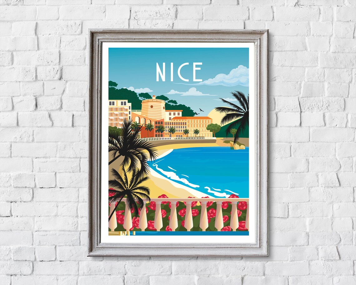 Nice Travel Poster, French Riviera Coastal City - Image 2
