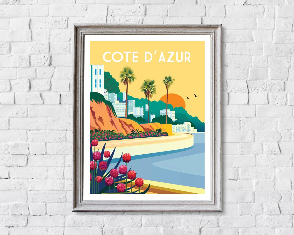 Cote Dazur Cannes Retro Travel Poster Print - Image 2