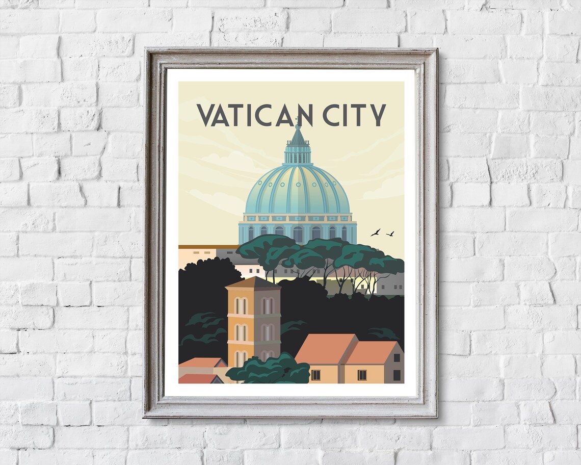 Vatican City Retro Rome Travel Poster, Italy Wall Art - Image 2