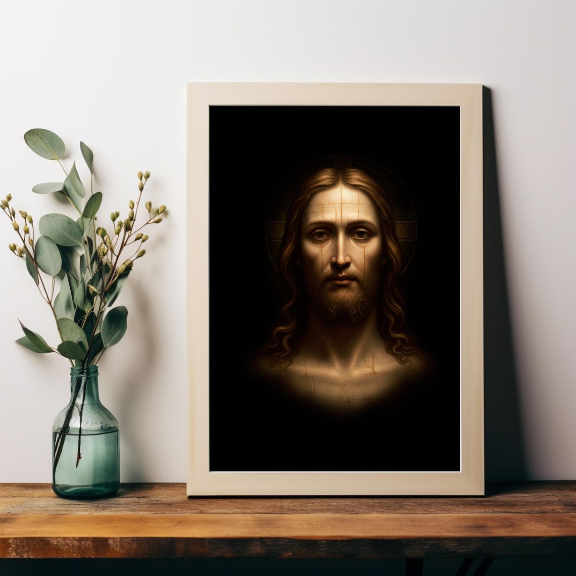 Jesus Christ Sacred Portrait Dramatic Light Christian Wall Poster