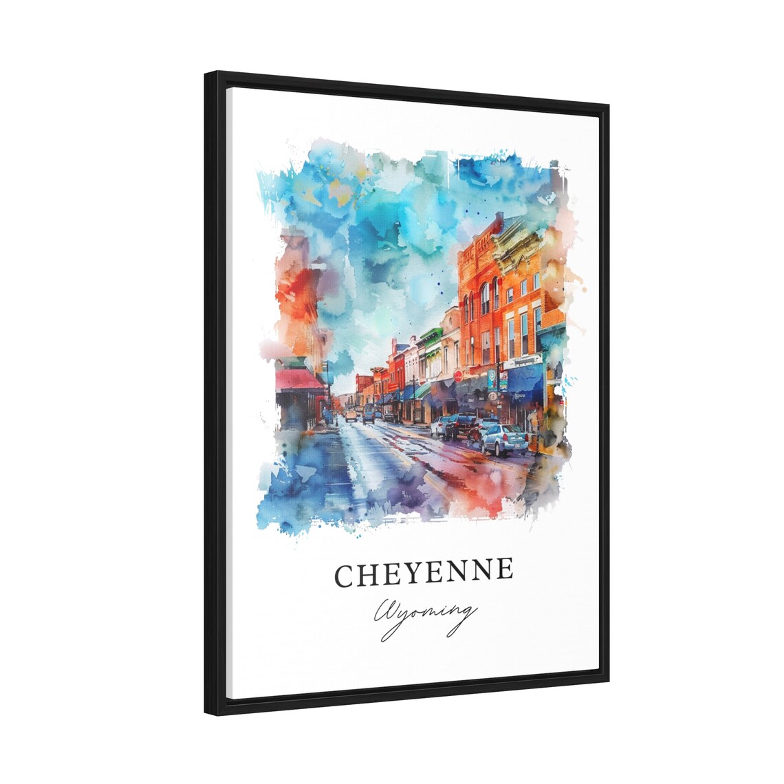 Cheyenne Wyoming Historic Downtown Street Watercolor City Poster - Image 2