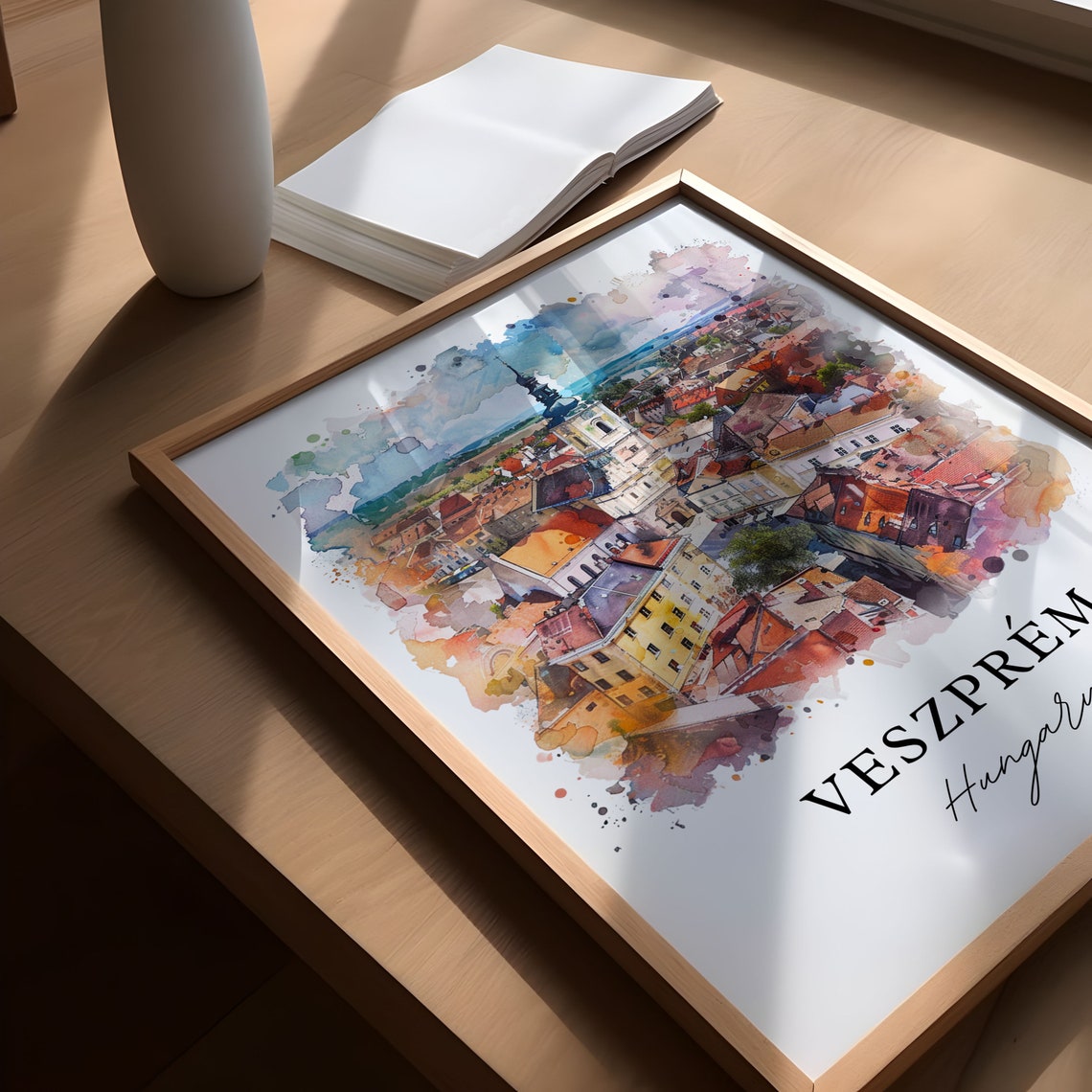 Veszprem Watercolor Travel Poster, Hungary Print - Image 5