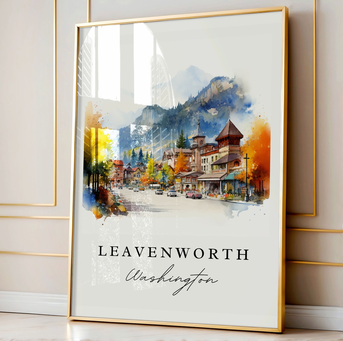 Leavenworth Washington Watercolor Bavarian Alpine Town Poster - Image 4