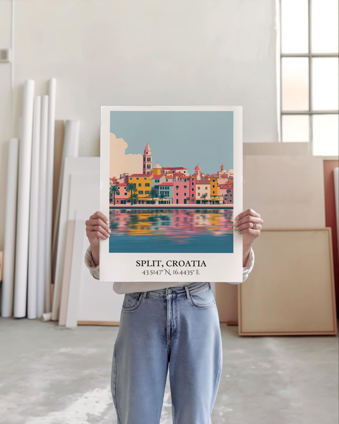 Split Croatia Retro Harbor City Skyline Vintage Travel Decor Poster - Image 4