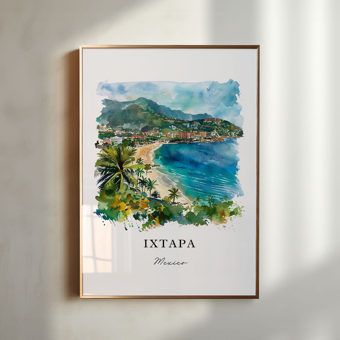 Ixtapa, Guerrero Mexico Watercolor Travel Poster