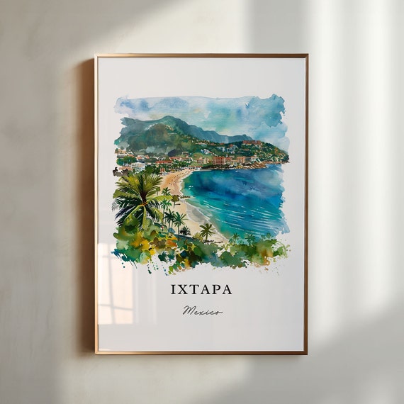 Ixtapa, Guerrero Mexico Watercolor Travel Poster