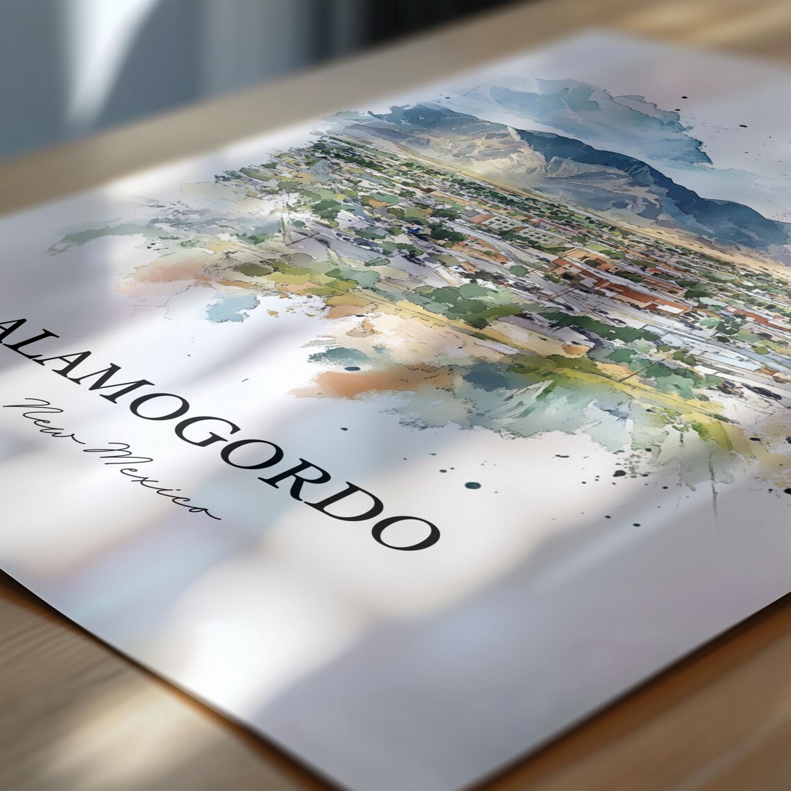 Alamogordo New Mexico Watercolor Desert Town Mountain View Poster - Image 6