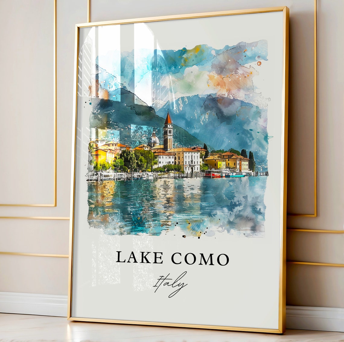 Lake Como Italy Watercolor Travel Poster Art Print - Image 4