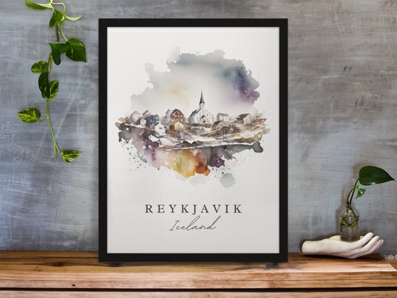 Reykjavik Traditional Travel Poster, Custom Text