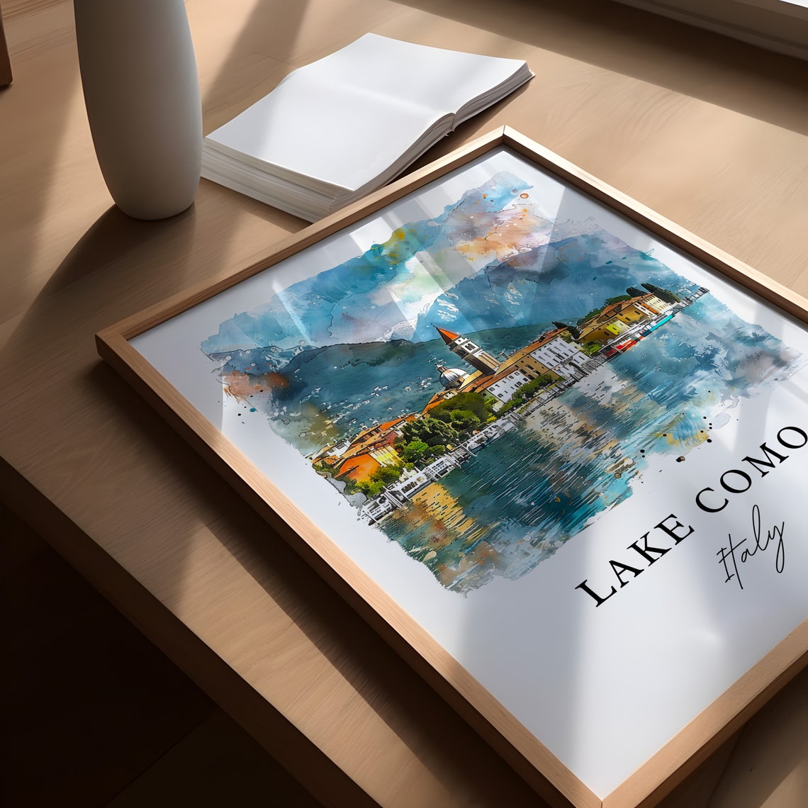 Lake Como Italy Watercolor Travel Poster Art Print - Image 5