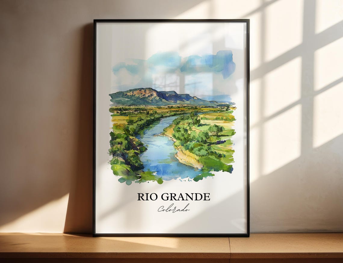 Rio Grande Colorado River Valley Mesa Watercolor Nature Poster