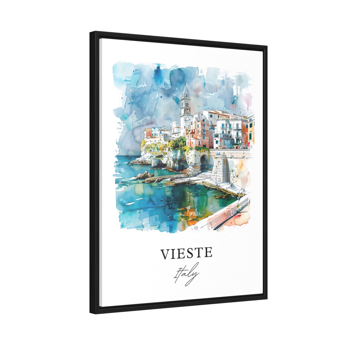 Vieste Italy Watercolor Travel Poster, Puglia - Image 2