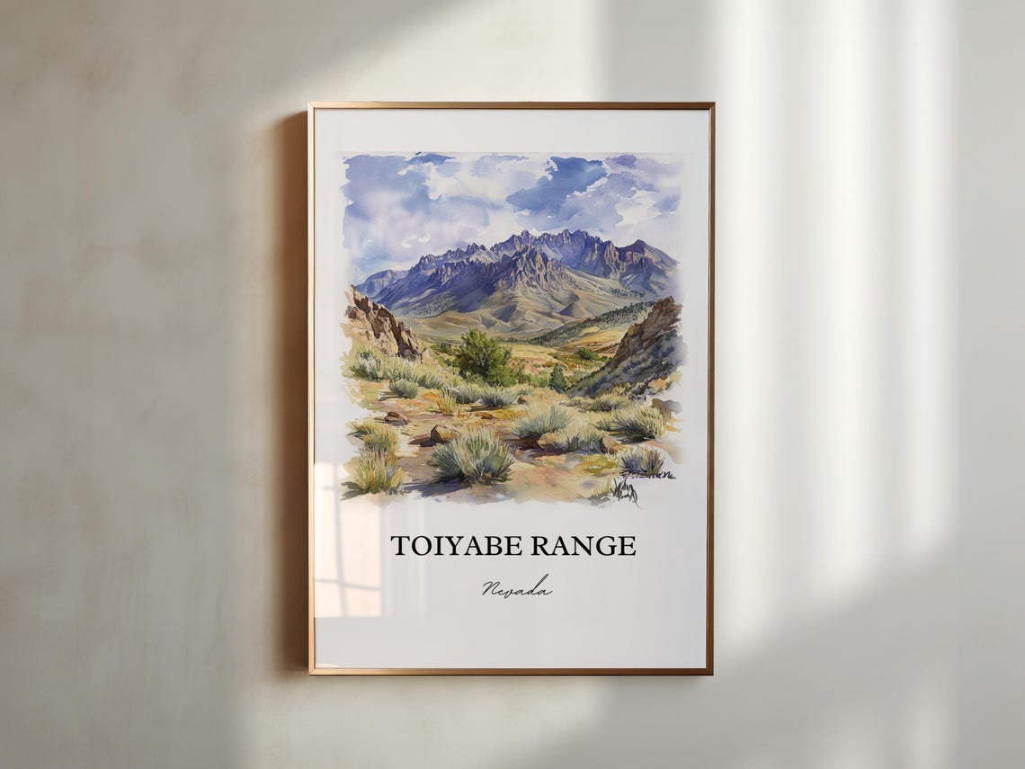 Toiyabe Range Nevada Mountain Watercolor Desert Landscape Poster - Image 3