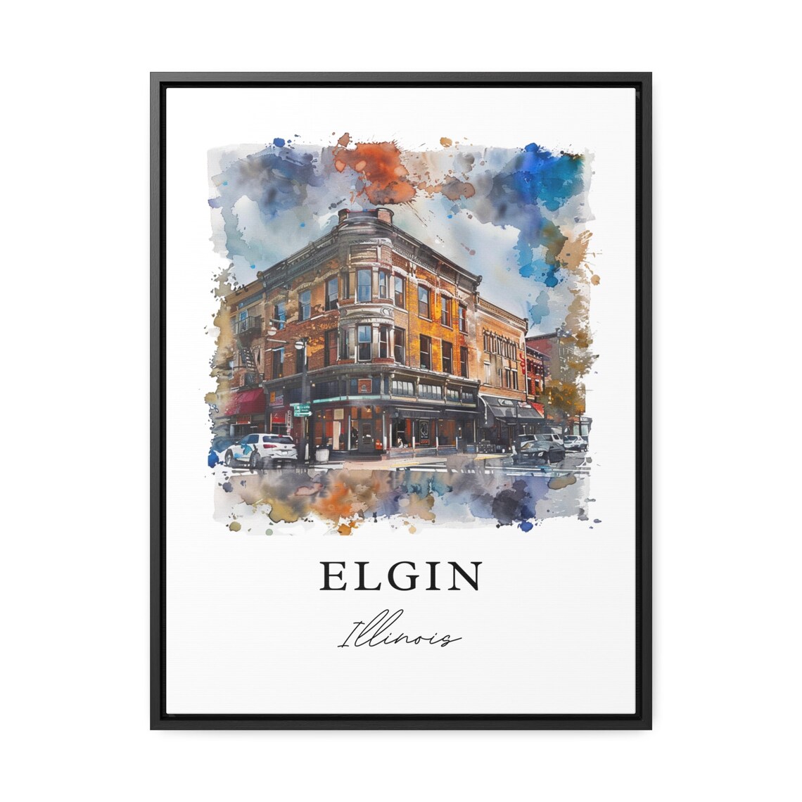 Elgin Illinois Grand Historic Brick Corner Building Street Poster - Image 2