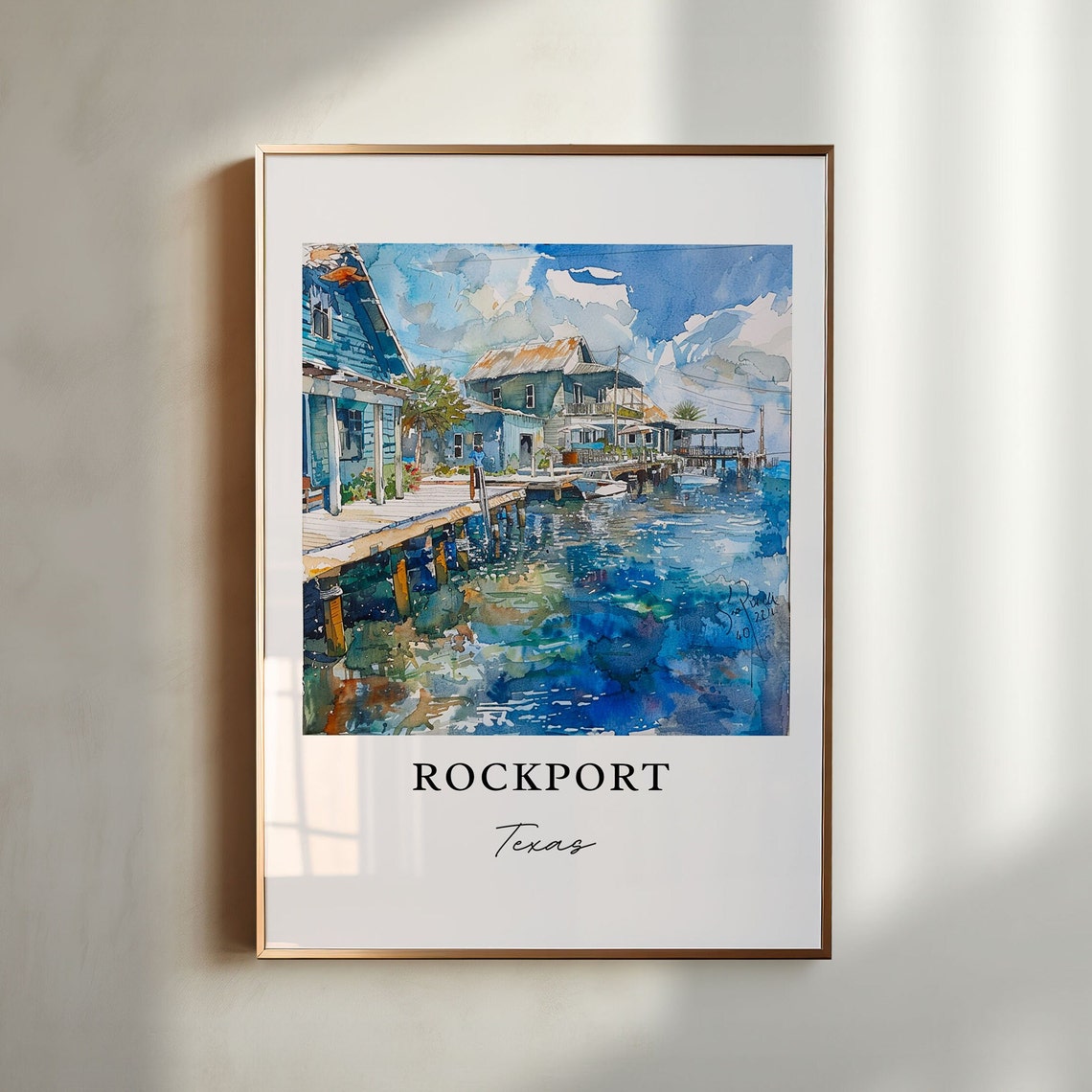 Rockport Tx Wall Art Rockport Beach Tx Print Rockport Watercolor Rockport Texas Gift Travel Print Travel Poster Housewarming Gift