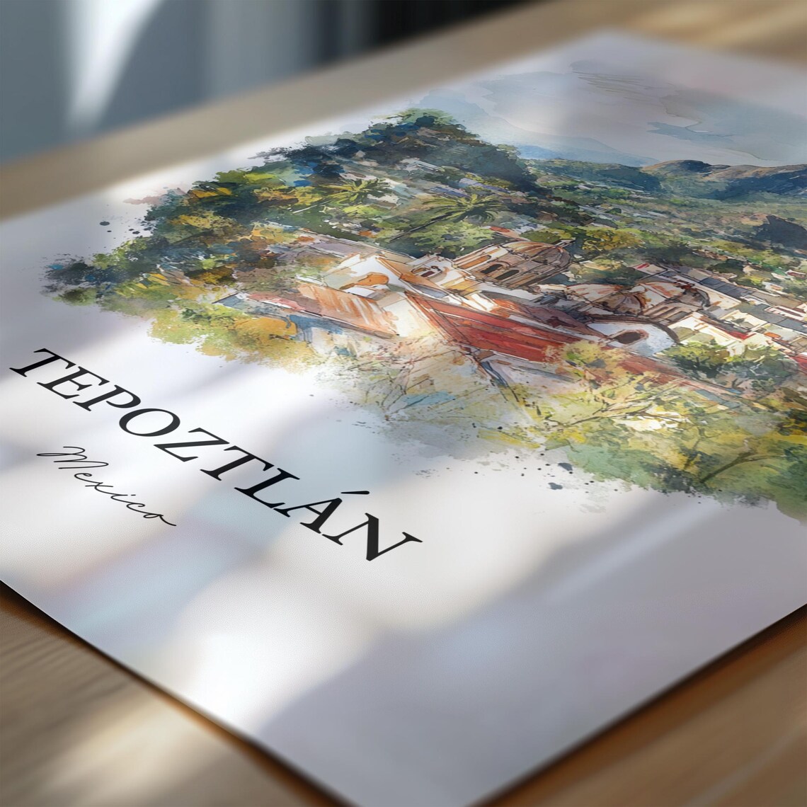 Tepoztlan Mexico Tepozteco Mountain Church Watercolor Scenic Poster - Image 6