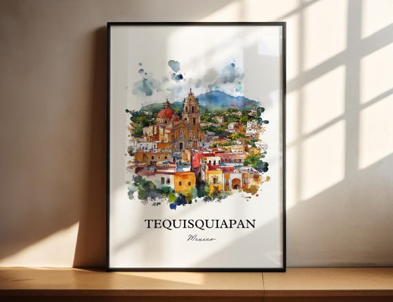 Tequisquiapan Wall Art Quertaro Print Mexico Watercolor Gift Travel Poster Housewarming