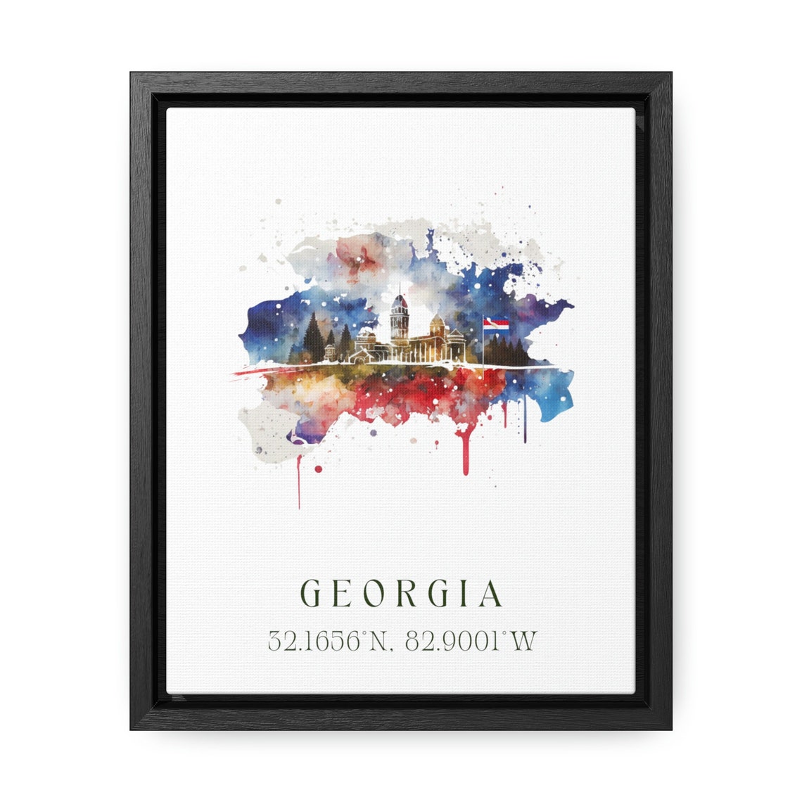 Georgia USA State Coordinates Watercolor Splash Map Art Poster - Image 2