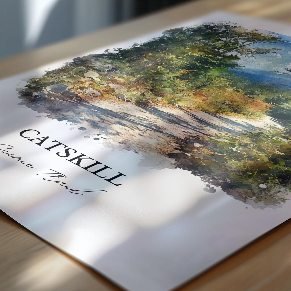 Catskill Scenic Trail Watercolor Forest Path Mountain View Poster - Image 6